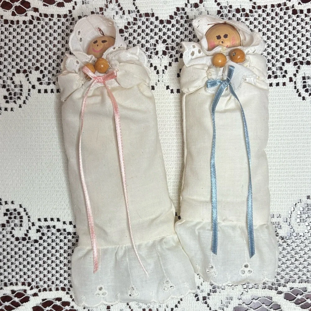 Vintage Church Doll Handmade Hand Crafted Lace Cottage Vintage Toys Ivory Blue